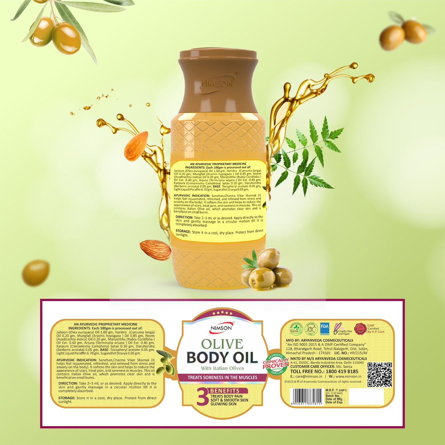 Body Olive Oil for Relieving Body Pain and Muscle Soreness