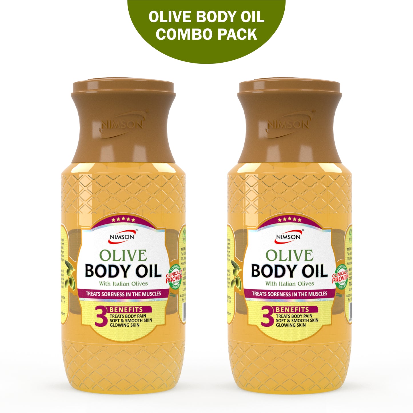 Body Olive Oil for Relieving Body Pain and Muscle Soreness - Pack of 2