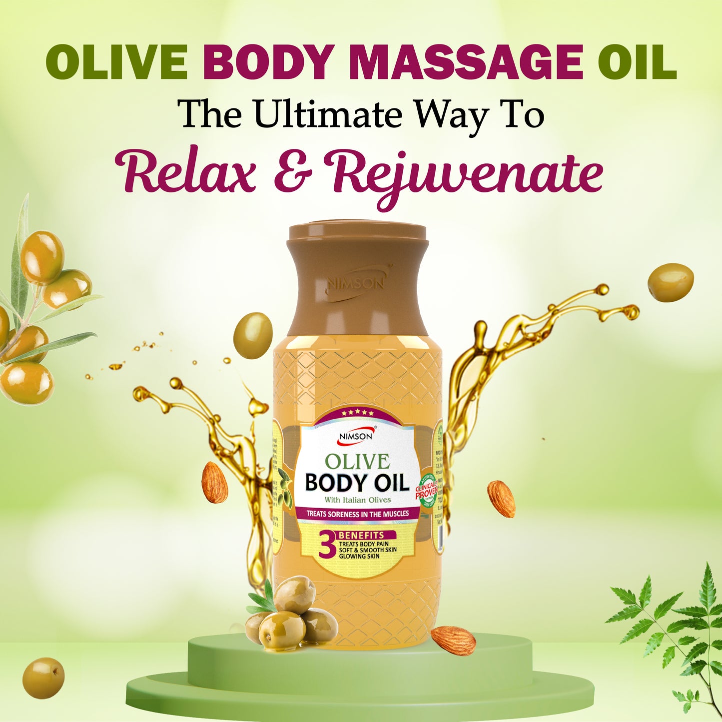 Body Olive Oil for Relieving Body Pain and Muscle Soreness