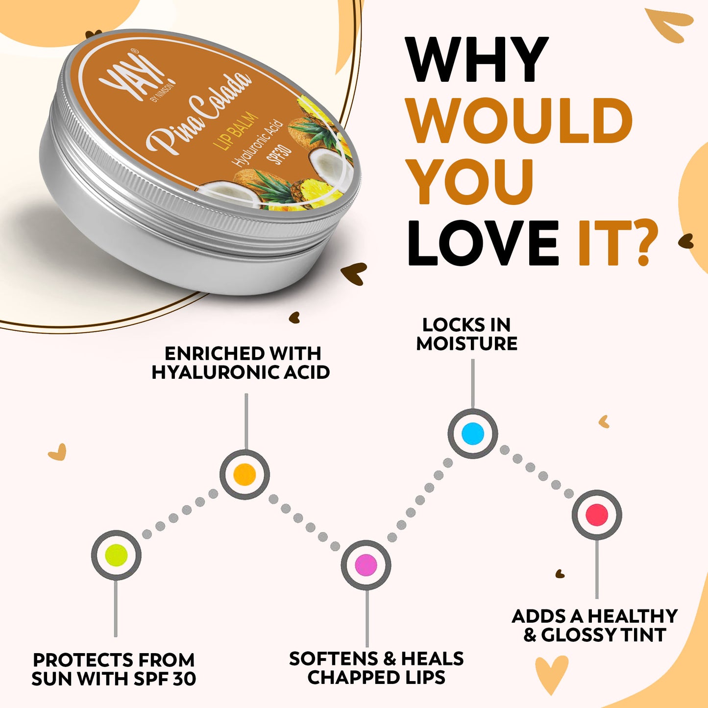 YAY Pina Colada Lip Balm – Tropical Hydration for Soft Lips