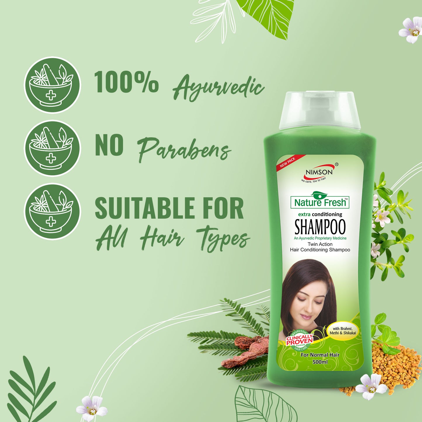 Nature Fresh Shampoo: Revitalizing Care for Soft, Refreshing Hair - Pack of 2