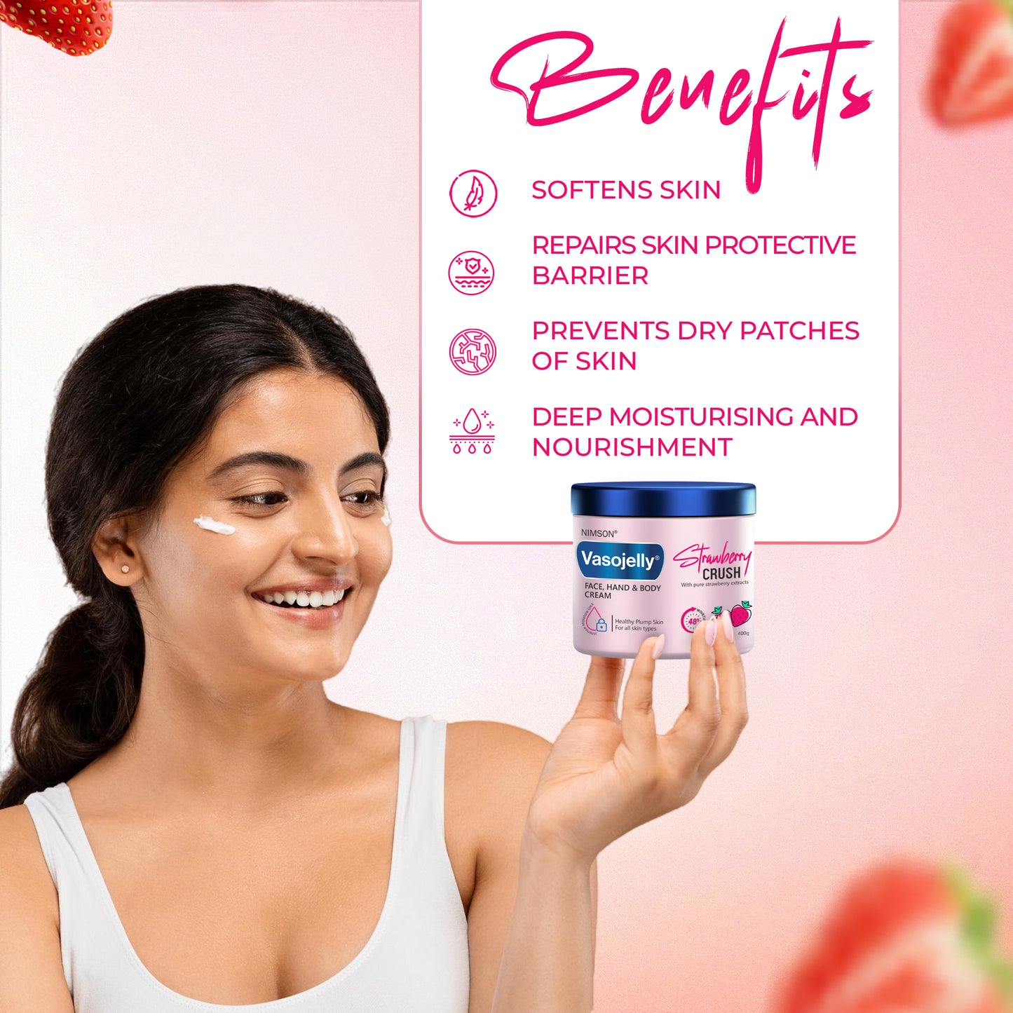 Vasojelly Strawberry Crush – Face, Hand, and Body Cream