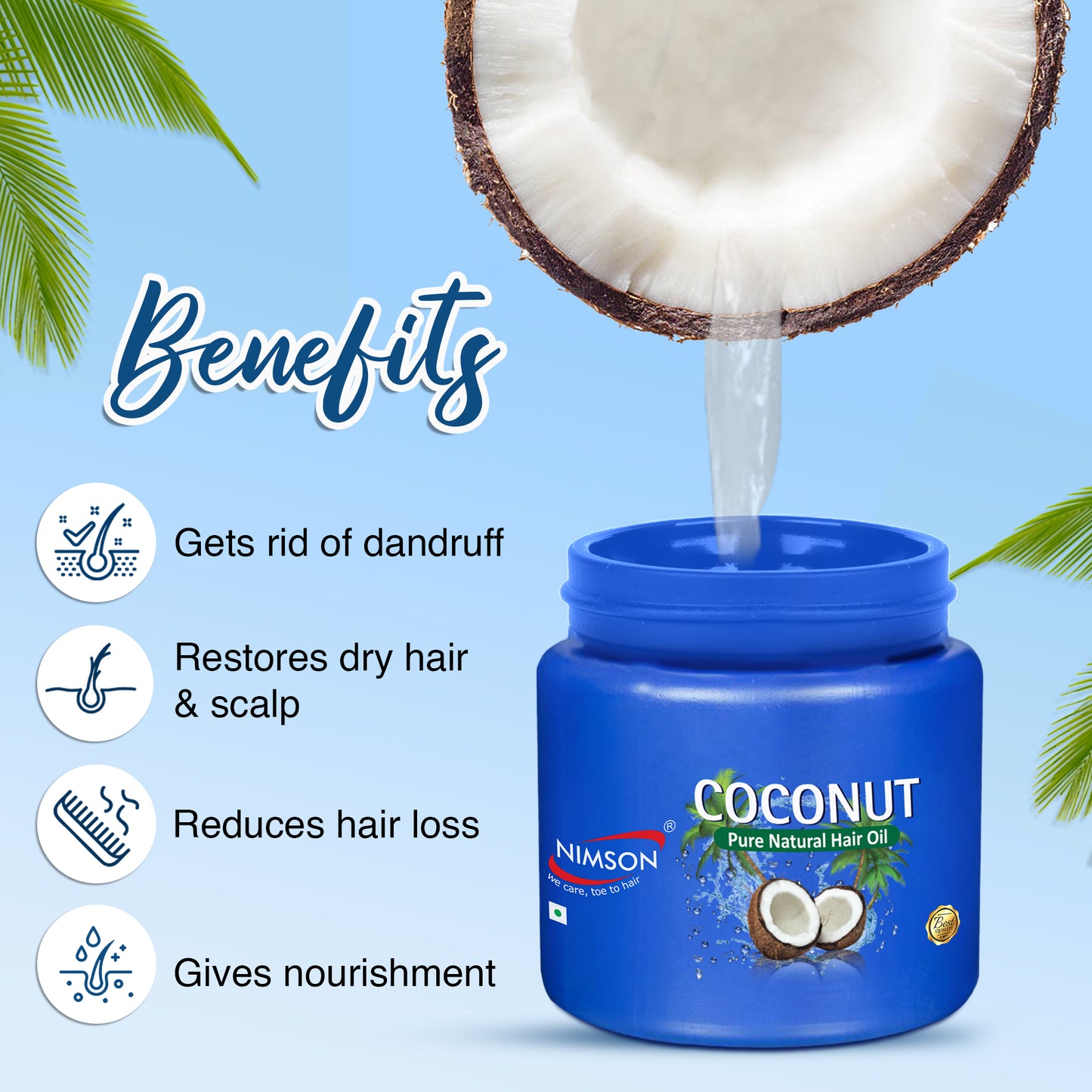 Coconut Hair Oil – Stimulates Growth, Nourishes Scalp & Strengthens Roots