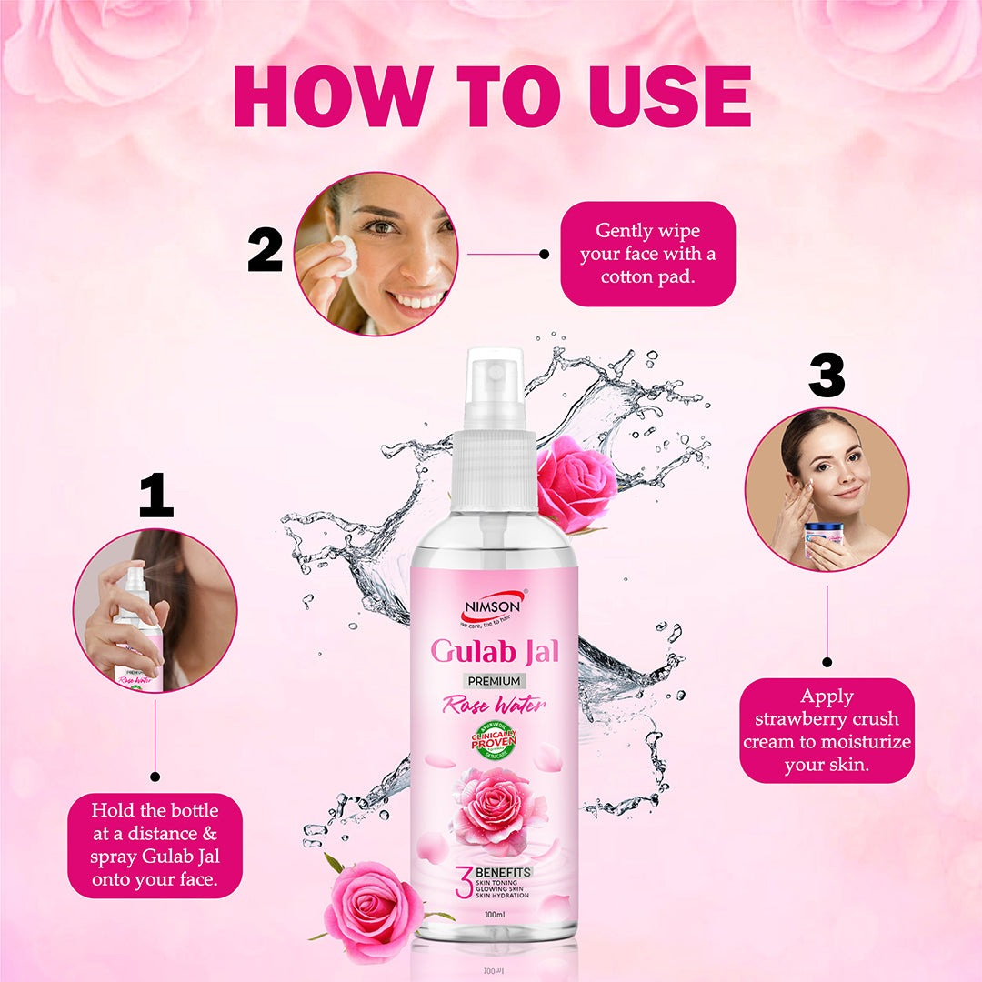 Rose Water - Glowing Skin & Deep Hydration - Pack of 6