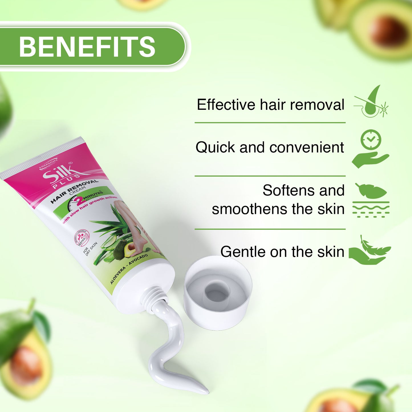 Silk Plus Aloevera- Avocado Hair Removal Cream For Dry Skin