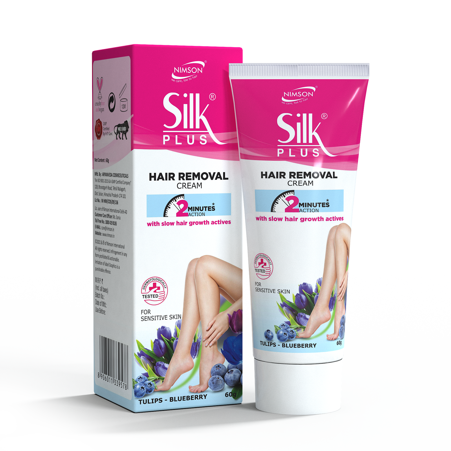 Nimson Silk Plus Tulips-Blueberry Hair Removal Cream For Sensitive Skin