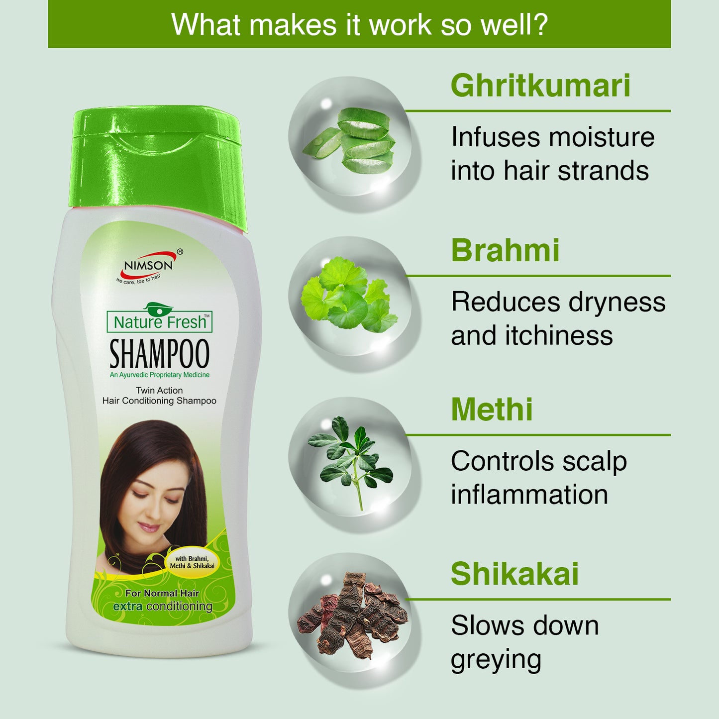 Nature Fresh Shampoo with Brahmi , Methi & Shikakai 180 ml